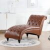 Tufted Armless Chaise Lounge - Brown - Image 2