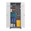 Metal Storage Cabinets, Cleaning Tool Cabinet With Locking Door, Tall Broom Tool Organizer, Large Storage Cabinet For Kitchen - Gray / White - Image 20
