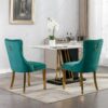 Nikki - Modern, High-End Tufted Solid Wood Contemporary Velvet Upholstered Dining Chair With Golden Stainless Steel Plating Legs, Nailhead Trim (Set of 2) - Green - Image 15