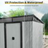 6Ft X 5Ft Outdoor Metal Storage Shed With Lockable Sliding Doors And Transparent Plate For Garden, Lawn - White / Black - Image 8