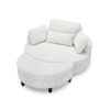 Corduroy Sofa With Two Throw Pillows And A Waist Pillow With An Extra Tray For Comfortable Seating Suitable For Small Apartment Bedroom Space - Beige - Image 8