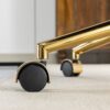 Office Chair, Artificial Rabbit Hair Home Office Chair With Golden Metal Base, Adjustable Desk Chair Swivel Office Chair, Vanity Chair - Black - Image 14