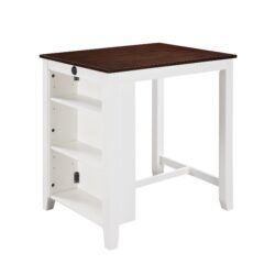 Graham - Small Space Counter Height Dining Table With USB Charging Ports And Shelves - White
