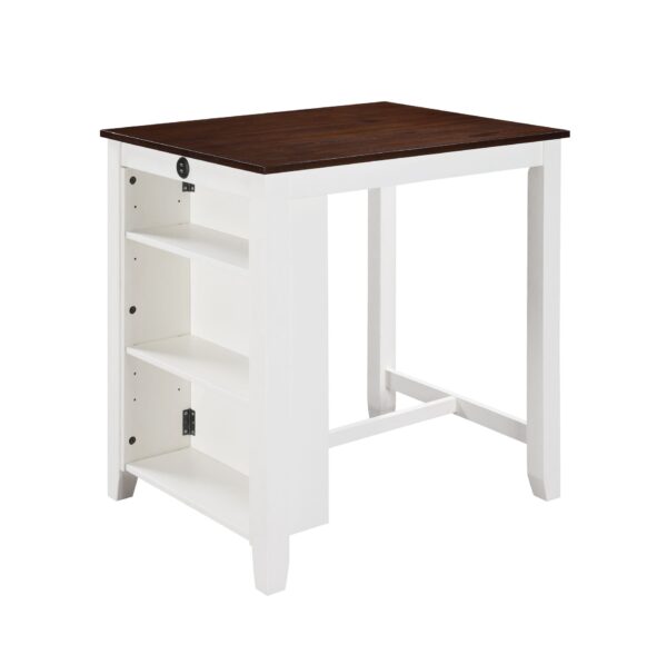 Graham - Small Space Counter Height Dining Table With USB Charging Ports And Shelves - White