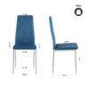 Modern Simple Style Dining Chair Fabric Chrome Metal Pipe Diamond Grid Pattern Restaurant Home Conference Chair (Set of 6) - Light Blue - Image 3