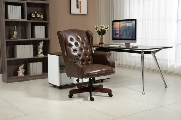 Executive Office Chair, High Back Reclining Comfortable Desk Chair With Smooth Glide Caster Wheels - Brown