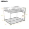 Full Over Full Metal Bunk Bed, Low Bunk Bed With Ladder - Silver - Image 4