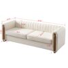 Contemporary Velvet Sofa Couch For Living Room - Beige - Image 12