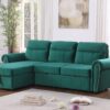 Ashton - Velvet Fabric Reversible Sleeper Sectional Sofa Chaise - Green - Image 10