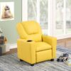Marisa - Yellow Leather Kids Recliner Chair With Cupholder - Yellow - Image 4