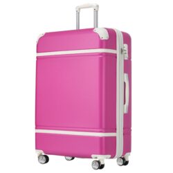 Hardshell Luggage With Tsa Lock, 28" Expandable Lightweight Suitcase With Spinner Wheels, Single Vintage Luggage - Pink