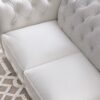 Traditional Tufted Leather Chesterfield Nailhead Sofa - White - Image 3
