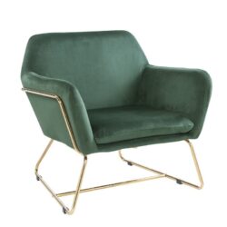 Keira - Velvet Accent Chair With Metal Base - Green