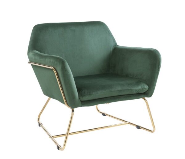 Keira - Velvet Accent Chair With Metal Base - Green
