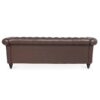 Rolled Arm Chesterfield Three Seater Sofa - Dark Brown - Image 6