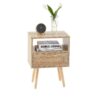 15.75" Rattan End Table With Drawer And Solid Wood Legs, Modern Nightstand, Side Table For Living Room, Bedroom - Natural - Image 5