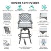 Outdoor Aluminum Swivel Barstools With Cushions (Set of 2) - Golden Gauze - Image 7