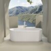 67" Freestanding Solid Surface Bathtub, Luxury Engineered Stone Resin Freestanding Soaking Bathtub With Overflow And Pop-Up Drain Cupc Certified 23S13-67 - Matte White - Image 4