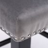 Contemporary Velvet Upholstered Wing-Back Barstools With Button Tufted Decoration And Wooden Legs, And Chrome Nailhead Trim, Leisure Style Bar Chairs, Bar Stools (Set of 4) - Gray - Image 9