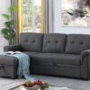 Lucca - Linen Reversible Sleeper Sectional Sofa With Storage Chaise - Dark Gray - Image 13