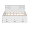 Full Size Captain Daybed With Storage Bookcase Headboard, Captain Bed With Trundle And Three Storage Drawers For Kids Teens Dorm Bedroom Multipurpose Guest Room Or Home - White - Image 6