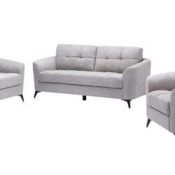 Callie - Woven Fabric Living Room Sofa, Loveseat, Chair (Set of 3) - Light Gray