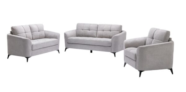Callie - Woven Fabric Living Room Sofa, Loveseat, Chair (Set of 3) - Light Gray