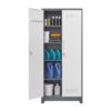 Metal Storage Cabinets, Cleaning Tool Cabinet With Locking Door, Tall Broom Tool Organizer, Large Storage Cabinet For Kitchen - Gray / White - Image 21