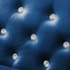 Wide Sofa With Jeweled Buttons, Square Arm, 2 Pillows - Blue - Image 10