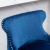 Contemporary Velvet Upholstered Wing-Back Barstools With Button Tufted Decoration And Wooden Legs, And Chrome Nailhead Trim, Leisure Style Bar Chairs, Bar Stools (Set of 4) - Blue - Image 8