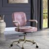 Siecross - Top Grain Leather Office Chair - Pink - Image 9