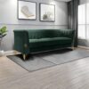 Fx-P82-Gr (Sofa) Velvet Sofa, Mid-Century Sofa Furniture Chesterfield Couch For Living Room - Green - Image 5