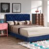 Button Tufted Upholstered Bed - Navy Blue - Image 7
