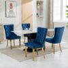 Nikki - Modern, High-End Tufted Solid Wood Contemporary Velvet Upholstered Dining Chair With Golden Stainless Steel Plating Legs, Nailhead Trim (Set of 2) - Blue / Gold - Image 15