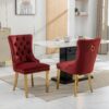 Nikki - Modern, High-End Tufted Solid Wood Contemporary Velvet Upholstered Dining Chair With Golden Stainless Steel Plating Legs, Nailhead Trim (Set of 2) - Burgundy - Image 13