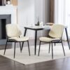 Dining Chairs Mid-Century Modern Retro Faux Leather Chair With Walnut Bentwood Back Upholstered Seat Metal Legs Adjustable Foot For Kitchen Dining Room Chairs (Set of 2) - Beige - Image 16