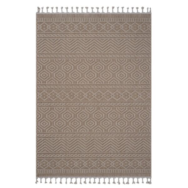 Guros - 5' X 7' Geometric Indoor / Outdoor Area Rug - Mocha