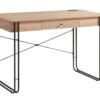 Computer Desk Writing Desk With One Drawer Metal Legs And USB Outlet Port - Light Brown / Black - Image 5