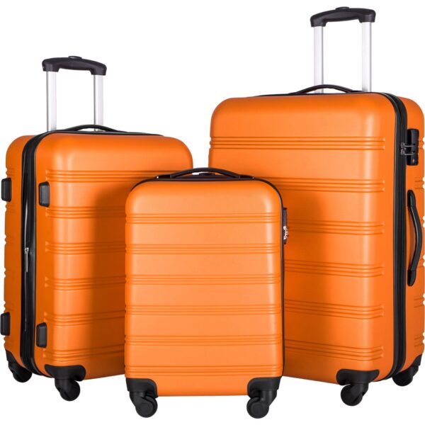 3 Piece Luggage Set Hardside Spinner Suitcase With Tsa Lock 20" 24" 28" Available - Orange