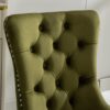 Nikki - Modern, High-End Tufted Solid Wood Contemporary Velvet Upholstered Dining Chair With Chrome Stainless Steel Plating Legs, Nailhead Trim (Set of 2) - Olive Green / Chrome - Image 9