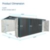 Outdoor Storage Shed, Metal Garden Shed Backyard Utility Tool House Building With 2 Doors And 4 Vent For Car, Truck, Bike, Garbage Can, Tool, Lawnmower - Dark Gray - Image 2