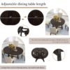 5 Piece Farmhouse Dining Table Set Wood Round Extendable Dining Table And 4 Upholstered Dining Chairs - Espresso - Image 7