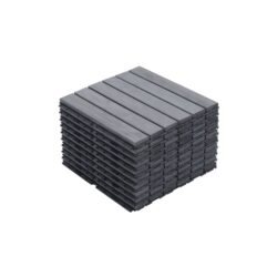 10 Piece Interlocking Deck Tiles Striped Pattern, Square Acacia Hardwood Outdoor Flooring For Patio, Bancony, Pool Side - Light Gray