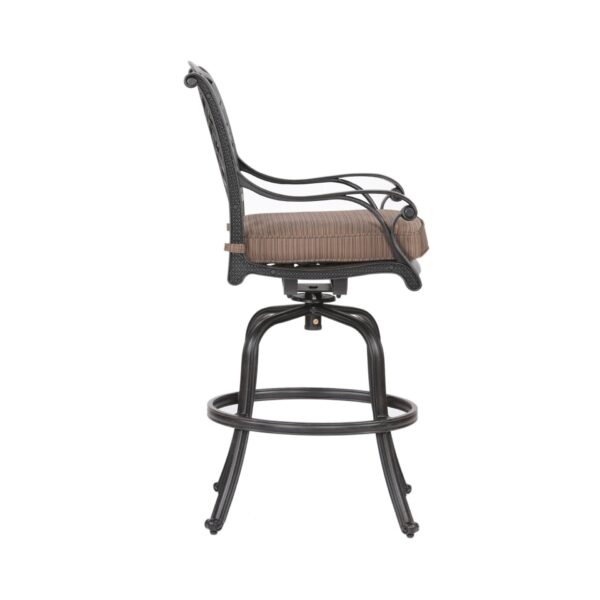 Patio Outdoor Aluminum Bar Stool With Cushion (Set of 2) - Dupione Brown