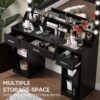 Vanity Desk With Large Mirror, 3 Colour Lighting Modes, Adjustable Brightness, Dresser With 3 Drawers & 2 Vertical Cabinets, Makeup Vanity Table For Women & Girls - Black - Image 4