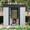6Ft X 5Ft Outdoor Metal Storage Shed With Window And Transparent Plate For Garden, Lawn - White / Black - Image 7