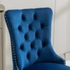 Nikki - Modern, High-End Tufted Solid Wood Contemporary Velvet Upholstered Dining Chair With Golden Stainless Steel Plating Legs, Nailhead Trim (Set of 2) - Blue / Gold - Image 9