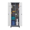 Metal Storage Cabinets, Cleaning Tool Cabinet With Locking Door, Tall Broom Tool Organizer And Storage, Large Storage Cabinet For Kitchen - Gray / White - Image 6