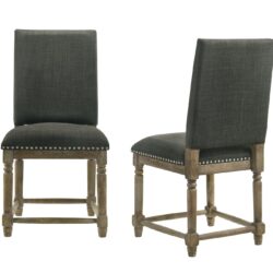 Everton - Fabric Dining Chair With Nailhead Trim (Set of 2) - Gray