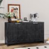 Accent Cabinet Farmhouse Style 4 Door Wooden Cabinet Sideboard Buffet Server Cabinet Storage Cabinet, For Living Room, Entryway, Hallway, Office, Kitchen And Dining Room - Antique Black - Image 2